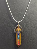 925 stamped 18-in chain with 7 chakras pendant