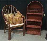 Wicker Shelf,Rattan Chair & Wicker Baskets