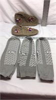 F13) 1 pair handmade slippers & 3 pairs hospital