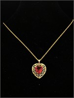 14K Gold Necklace with Pink Sapphire 
8.5 inches