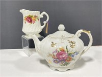 Cottage Rose Creamer and Made in Japan Teapot