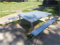 Stainless Steel picknick table & 2 benches