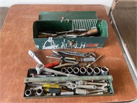 Metal tool box and assorted tools- 1 snap on