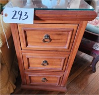 Side Table, Drawers, Glass Top