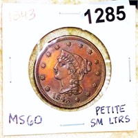 1843 Braided Hair Large Cent UNC PETITE SM LTRS