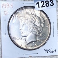 1934-D Silver Peace Dollar CHOICE BU
