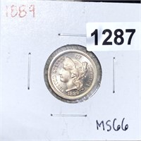 1889 Three Cent Nickel SUPERB GEM BU