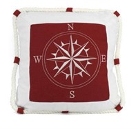 NEW Red Compass W/Nautical Rope Deco 16" Pillow