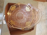 Pink Depression: Bowl, 2-Handled Plate, Cake