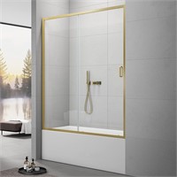 59"×60", Single Sliding Shower Door, Brushed Gold