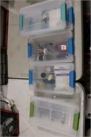 6 TOTES OF PENCILS, FLY TYING KITS, CANISTERS, ETC