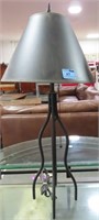 PAIR OF WROUGHT IRON TABLE LAMPS WITH SHADES