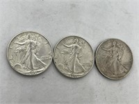 3 - 1941 walking liberty half dollars