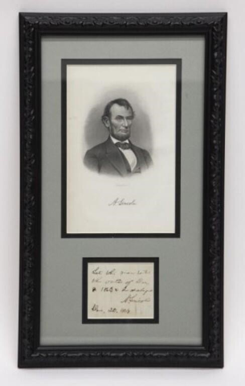 A. LINCOLN SIGNED NOTE