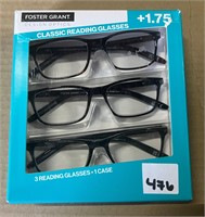 Foster Grant Classic Reading Glasses, +1.75, 3pk