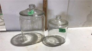 2 glass canisters.