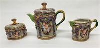 Antique Italian Capodimonte Porcelain 3pc. Tea Set