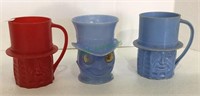 A lot of three vintage hard plastic cups