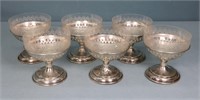 (6) Sterling Silver & Glass Sherbet Bowls