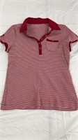 Lands and size large red stripe V-neck button up