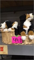 Stuffed dog’s in basket