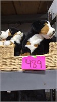 Stuffed dogs in basket