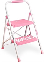 BONTEC 2-Step Ladder  Load 600lbs  Steel  Pink