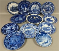 Vintage Blue & White Souvenir Plate Lot (12)