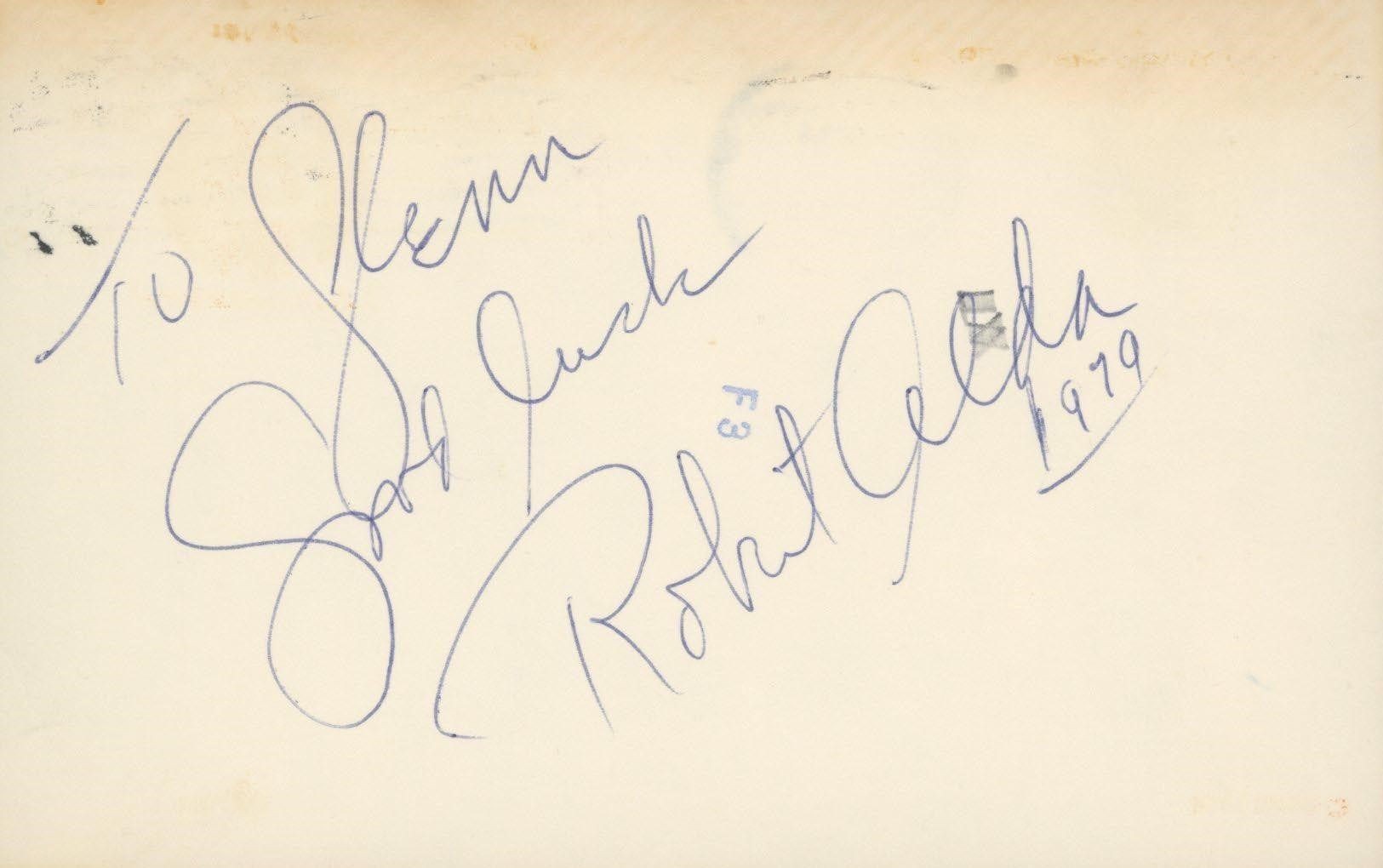 Robert Alda signed note