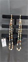 2 Vintage Multi Color Stone w/ Gold Color Bead, Ne