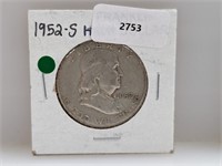 1952-S 90% Silv Franklin Half $1 Dollar