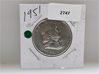 1951 90% Silv Franklin Half $1 Dollar