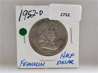 1952-D 90% Silv Franklin Half $1 Dollar