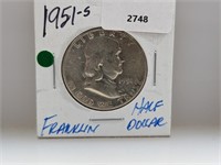 1951-S 90% Silv Franklin Half $1 Dollar