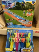 2- slip and slides and two packs of 260+ water