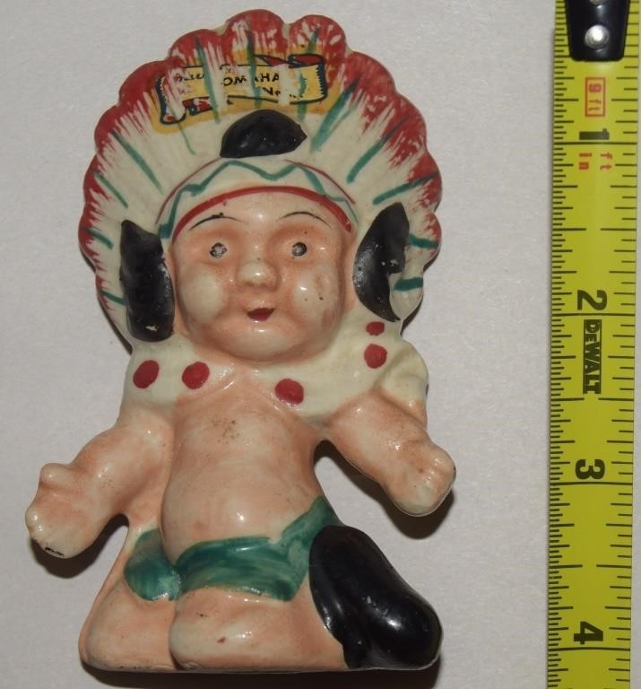 Vtg Japan Ceramic Omaha NE Indian Chief Figure