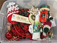 Tote of Assorted Christmas Decor