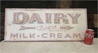 Cool Vintage Metal Dairy Sign, Appx. 30" x 12"