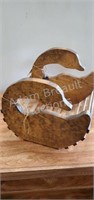 Custom built goose solid wood basket, 12.5 x 11.2