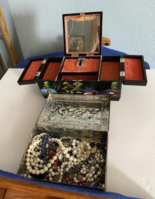 Junk jewelry in box and jewelry Box
