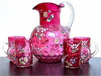 Cranberry Glass Lemonade Set