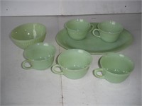 7 Pcs Jadeite Depression Glassware 1 Lot