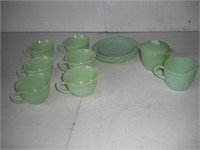 Jadeite Fire King 4 Saucers-6 Tea Cups-cream &