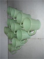 11 Pcs Jadeite Fire King Coffee Mugs 1 Lot