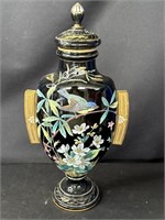 Vintage Victorian hand painted glass urn