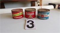 3) 1Lb Coffee Cans Folgers +