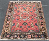 Hand Woven Sarouk Rug or Carpet, 4' 7" x 3' 7"