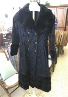 Vintage Black Crushed Velvet Long Coat