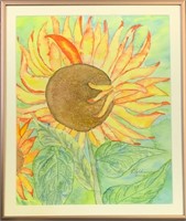 VIBRANT SIGNED WATERCOLOR SUNFLOWER