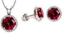 Sparkling 1.50ct Garnet & White Topaz Jewelry Set